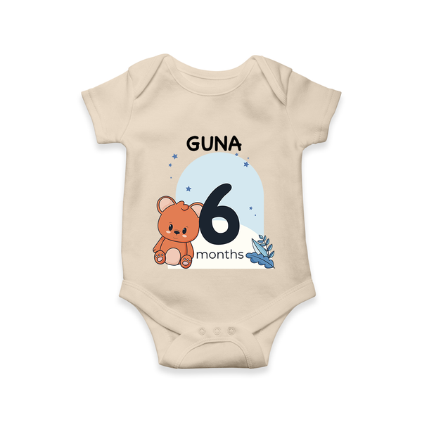 Baby Romper Birthday Outfit - 6th Month | Personalized Bodysuit | Cozy Cotton Fabric - IVORY - New Born (Chest 14")