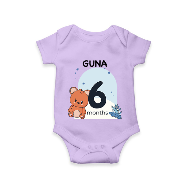 Baby Romper Birthday Outfit - 6th Month | Personalized Bodysuit | Cozy Cotton Fabric - LILAC - New Born (Chest 14")