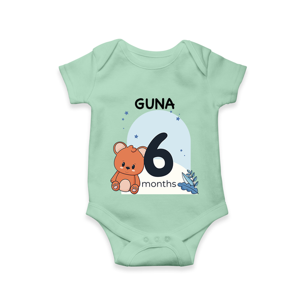 Baby Romper Birthday Outfit - 6th Month | Personalized Bodysuit | Cozy Cotton Fabric - MINT GREEN - New Born (Chest 14")