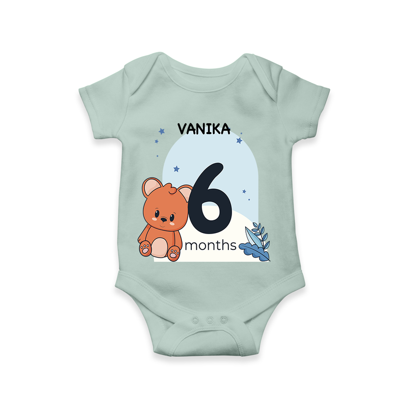 Commemorate your little one's 6th month with a customized romper - MINT GREEN - 0 - 3 Months Old (Chest 16")