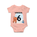 Commemorate your little one's 6th month with a customized romper - PEACH - 0 - 3 Months Old (Chest 16")