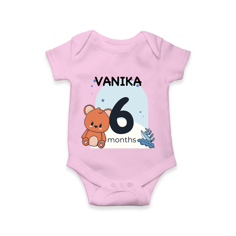 Commemorate your little one's 6th month with a customized romper - PINK - 0 - 3 Months Old (Chest 16")