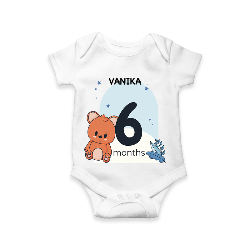 Commemorate your little one's 6th month with a customized romper - WHITE - 0 - 3 Months Old (Chest 16")