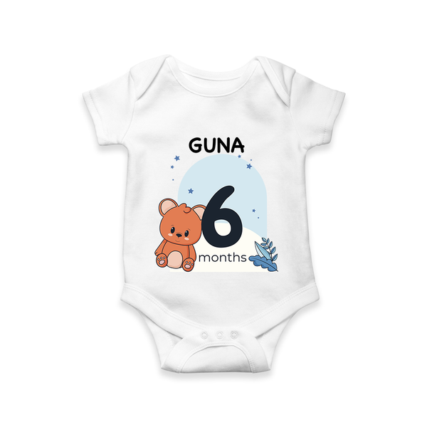 Baby Romper Birthday Outfit - 6th Month | Personalized Bodysuit | Cozy Cotton Fabric - WHITE - New Born (Chest 14")