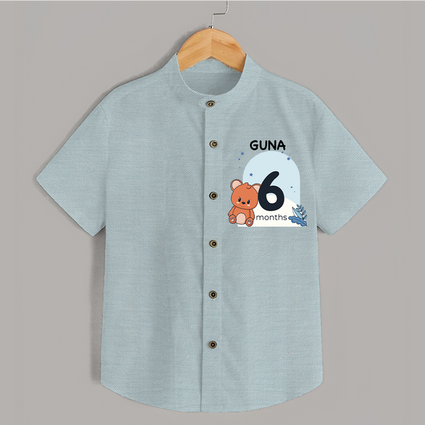 Baby Shirt Birthday Outfit - 6th Month | Personalized Shirt | Cozy Cotton Fabric - ARCTIC BLUE - 0 - 6 Months Old (Chest 23")