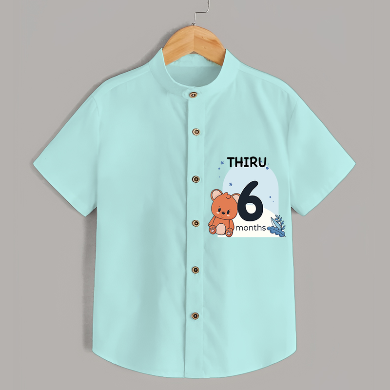 Commemorate your little one's 6th month with a customized Shirt - ARCTIC BLUE - 0 - 6 Months Old (Chest 21")
