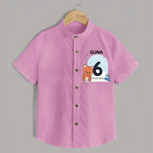 Baby Shirt Birthday Outfit - 6th Month | Personalized Shirt | Cozy Cotton Fabric - BABY PINK - 0 - 6 Months Old (Chest 23")