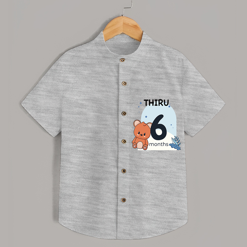 Commemorate your little one's 6th month with a customized Shirt - GREY MELANGE - 0 - 6 Months Old (Chest 21")