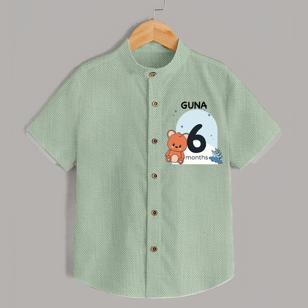 Baby Shirt Birthday Outfit - 6th Month | Personalized Shirt | Cozy Cotton Fabric - MINT GREEN - 0 - 6 Months Old (Chest 23")