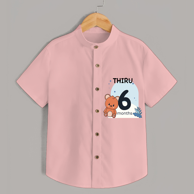 Commemorate your little one's 6th month with a customized Shirt - PEACH - 0 - 6 Months Old (Chest 21")