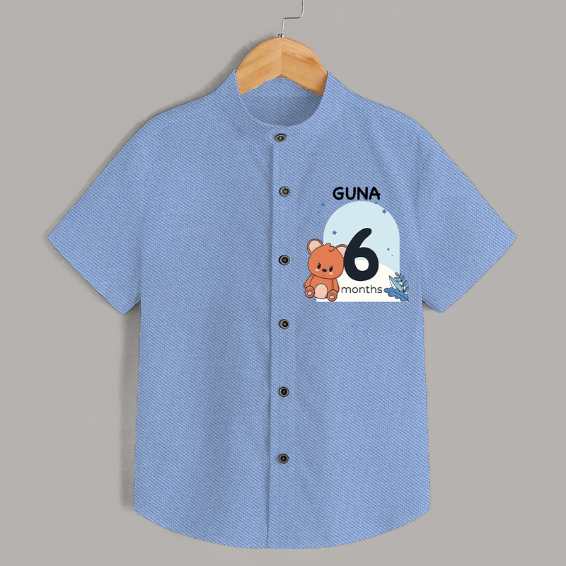 Baby Shirt Birthday Outfit - 6th Month | Personalized Shirt | Cozy Cotton Fabric - SKY BLUE - 0 - 6 Months Old (Chest 23")