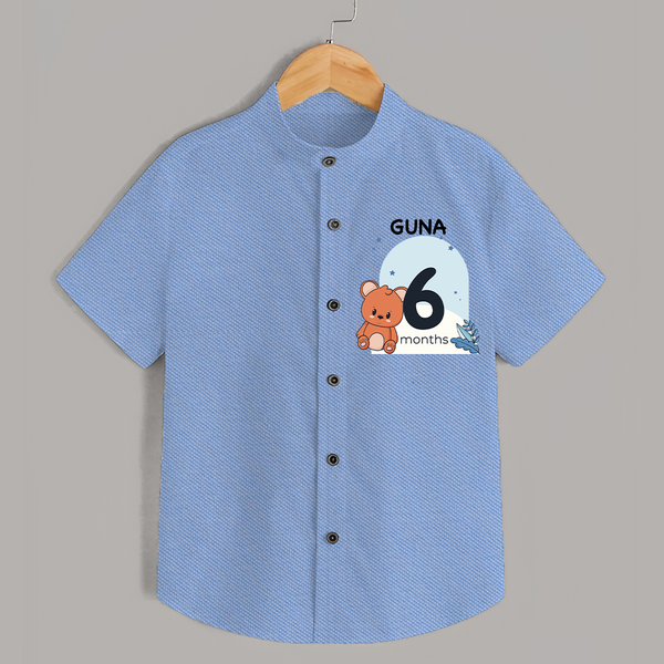 Baby Shirt Birthday Outfit - 6th Month | Personalized Shirt | Cozy Cotton Fabric - SKY BLUE - 0 - 6 Months Old (Chest 23")