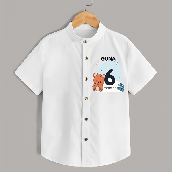 Baby Shirt Birthday Outfit - 6th Month | Personalized Shirt | Cozy Cotton Fabric - WHITE - 0 - 6 Months Old (Chest 23")
