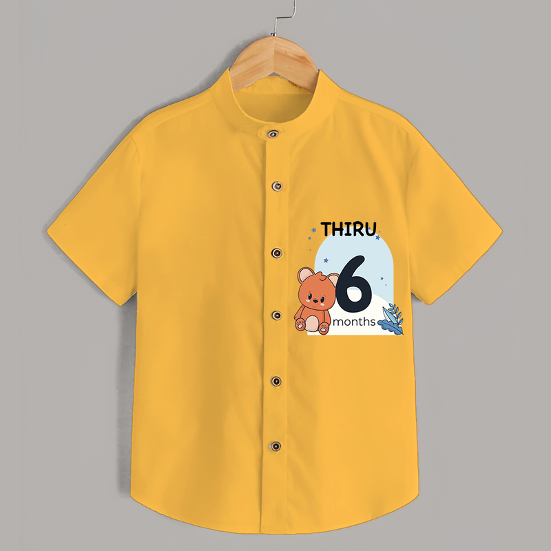 Commemorate your little one's 6th month with a customized Shirt - YELLOW - 0 - 6 Months Old (Chest 21")