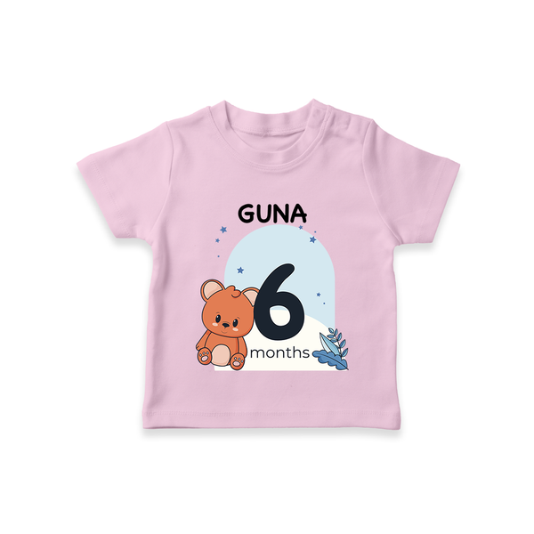 Baby T-Shirt Birthday Outfit - 6th Month | Personalized T-Shirt | Cozy Cotton Fabric - BABY PINK - 0-5 Months Old (Chest 17")