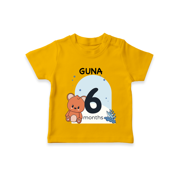 Baby T-Shirt Birthday Outfit - 6th Month | Personalized T-Shirt | Cozy Cotton Fabric - CHROME YELLOW - 0-5 Months Old (Chest 17")