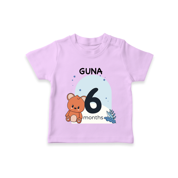 Baby T-Shirt Birthday Outfit - 6th Month | Personalized T-Shirt | Cozy Cotton Fabric - LILAC - 0-5 Months Old (Chest 17")