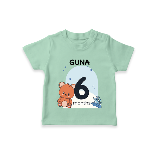 Baby T-Shirt Birthday Outfit - 6th Month | Personalized T-Shirt | Cozy Cotton Fabric - MINT GREEN - 0-5 Months Old (Chest 17")