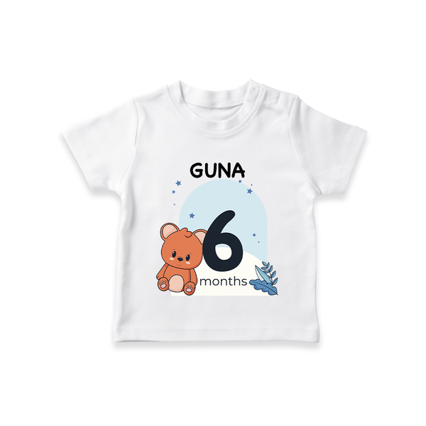Baby T-Shirt Birthday Outfit - 6th Month | Personalized T-Shirt | Cozy Cotton Fabric - WHITE - 0-5 Months Old (Chest 17")