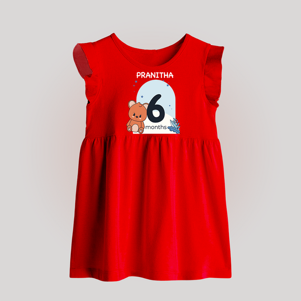 Baby Baby Frock Birthday Outfit - 6th Month | Personalized Baby Frock | Cozy Cotton Fabric - RED - 0 - 3 Months Old (Chest 17")