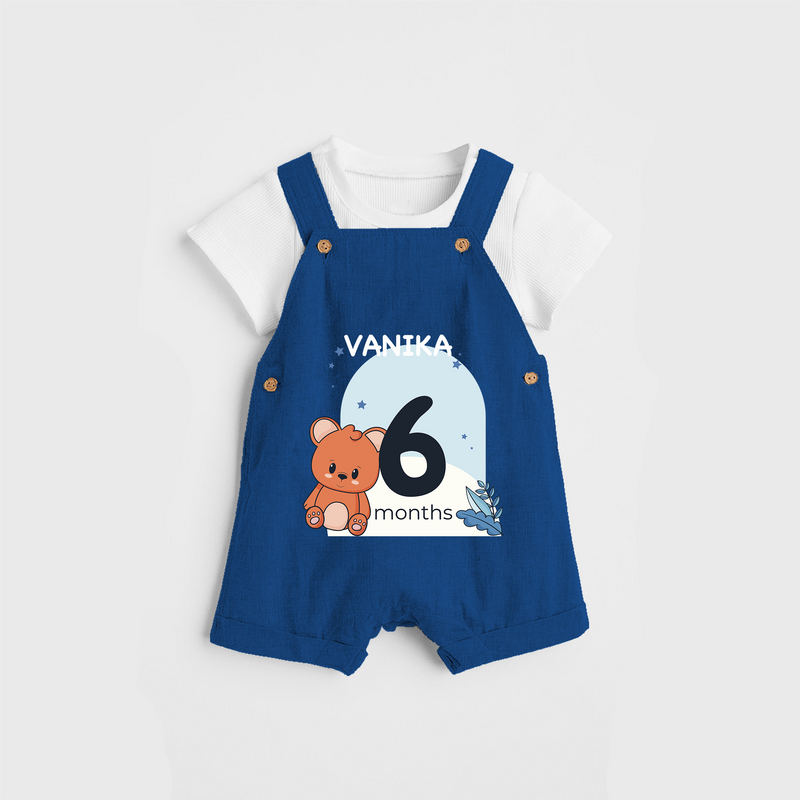Commemorate your little one's 6th month with a customized Dungaree Set - COBALT BLUE - 0 - 5 Months Old (Chest 17")