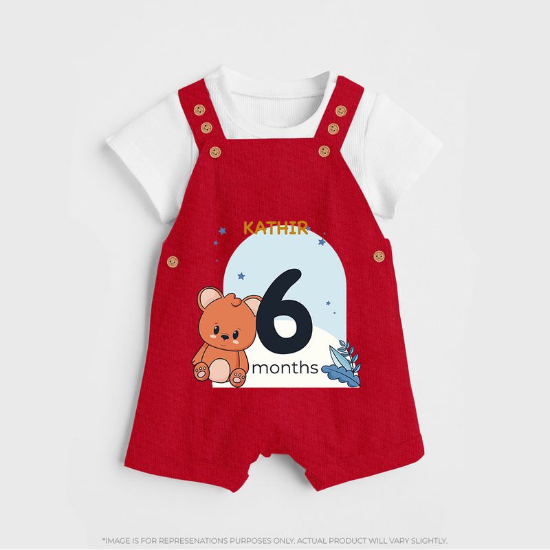 Commemorate This Special Moment With Our Bespoke Baby Dungaree Set, Perfect For 6-Month Celebration - RED - 0 - 5 Months Old (Chest 18")