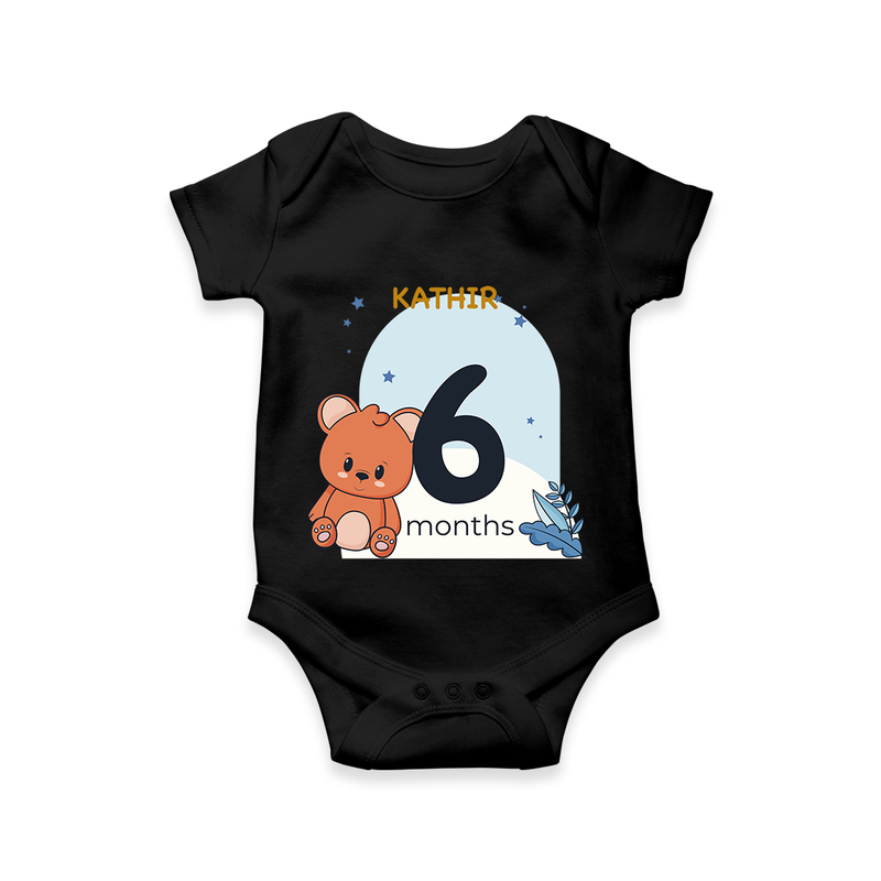 Commemorate This Special Moment With Our Bespoke Baby Romper, Perfect For 6-Month Celebration - BLACK - 0 - 3 Months Old (Chest 16")