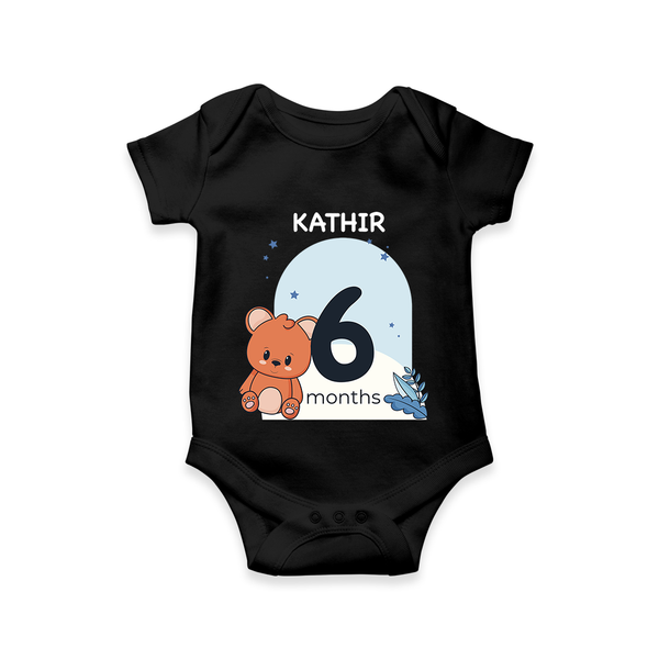 Baby Romper Birthday Outfit - 6th Month | Personalized Bodysuit | Cozy Cotton Fabric - BLACK - New Born (Chest 14")