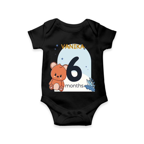 Commemorate your little one's 6th month with a customized romper - BLACK - 0 - 3 Months Old (Chest 16")