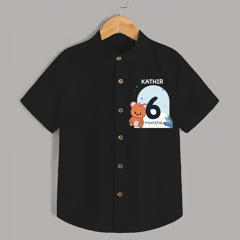 Baby Shirt Birthday Outfit - 6th Month | Personalized Shirt | Cozy Cotton Fabric - BLACK - 0 - 6 Months Old (Chest 23")