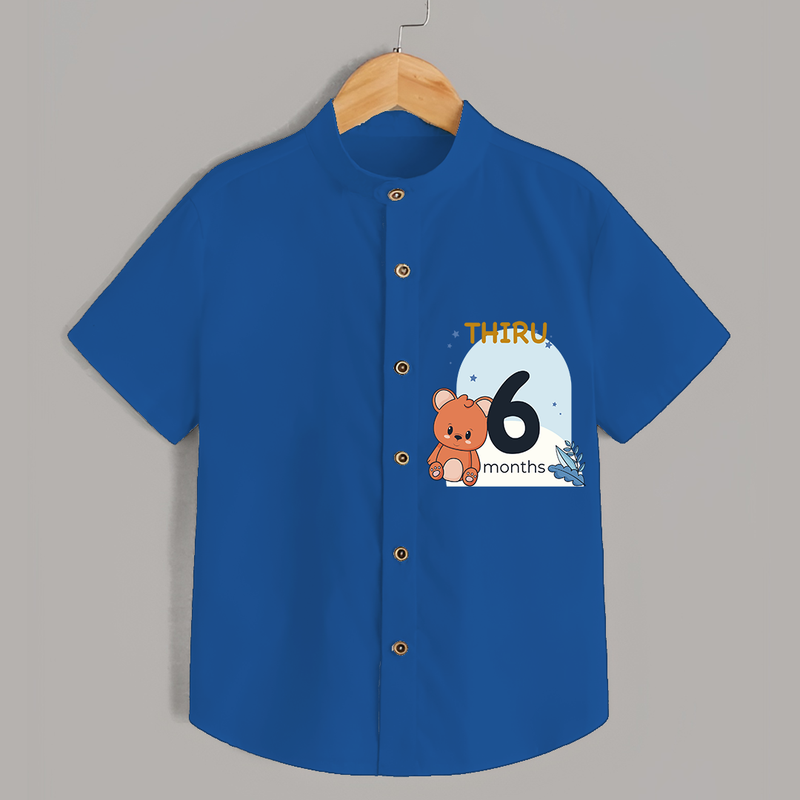 Commemorate your little one's 6th month with a customized Shirt - COBALT BLUE - 0 - 6 Months Old (Chest 21")
