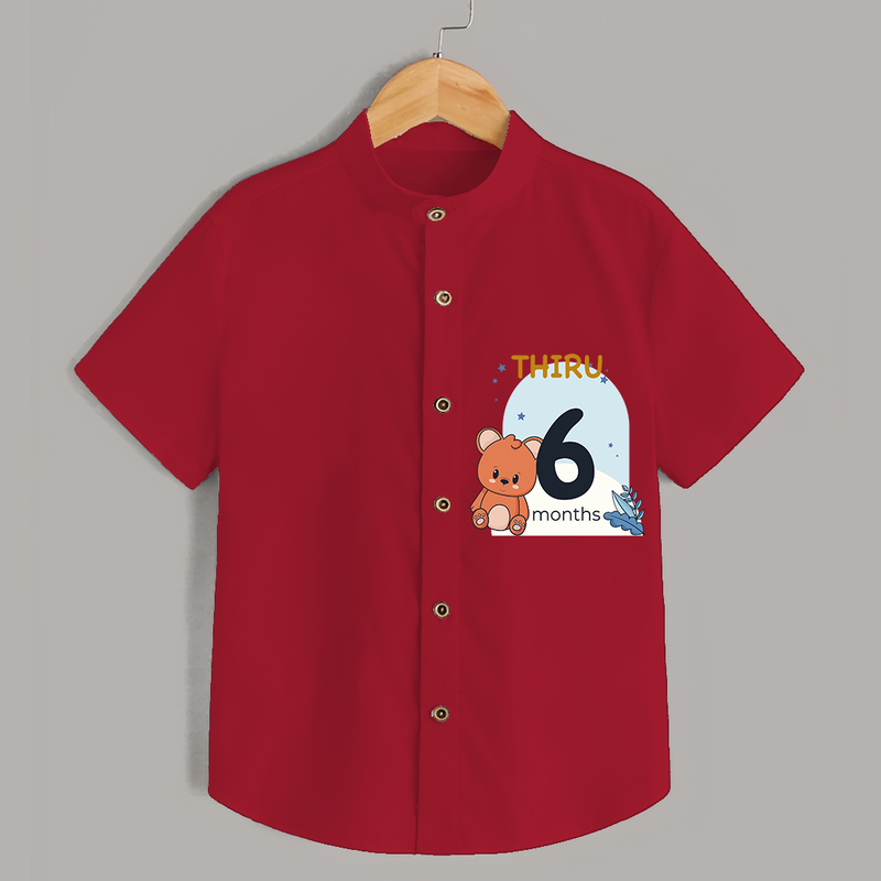 Commemorate your little one's 6th month with a customized Shirt - RED - 0 - 6 Months Old (Chest 21")