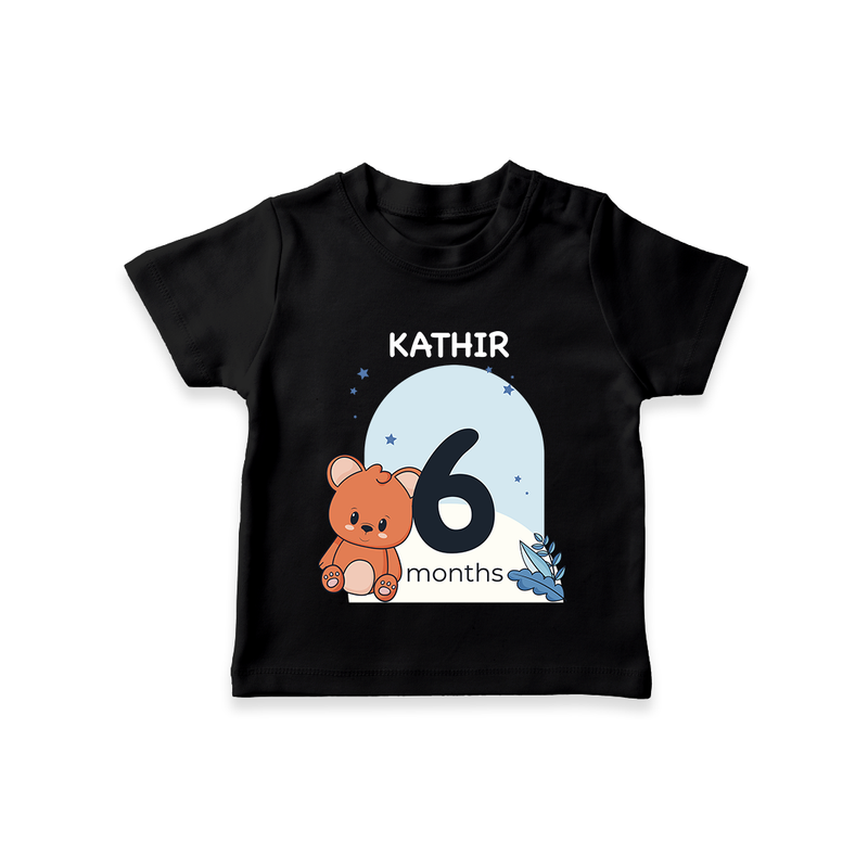 Baby T-Shirt Birthday Outfit - 6th Month | Personalized T-Shirt | Cozy Cotton Fabric - BLACK - 0-5 Months Old (Chest 17")