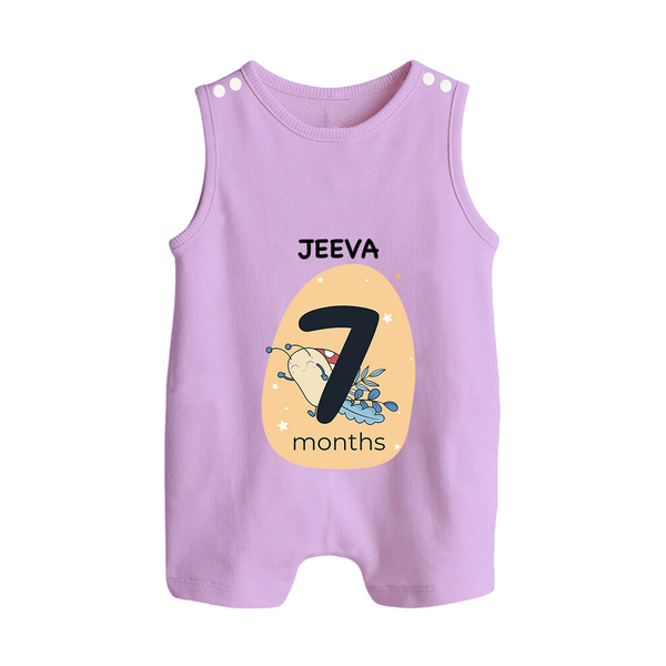 Baby Romper Suit/ Sleeveless Romper Birthday Outfit - 7th Month | Personalized Romper Suit/ Sleeveless Romper | Cozy Cotton Fabric - LILAC - 0 - 5 Months Old (Chest 18")