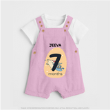 Baby Dungaree Set Birthday Outfit - 7th Month | Personalized Dungaree Set | Cozy Cotton Fabric - BABY PINK - 0 - 5 Months Old (Chest 18")