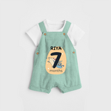 Commemorate your little one's 7th  month with a customized Dungaree Set - LIGHT GREEN - 0 - 5 Months Old (Chest 17")