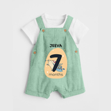 Baby Dungaree Set Birthday Outfit - 7th Month | Personalized Dungaree Set | Cozy Cotton Fabric - MINT GREEN - 0 - 5 Months Old (Chest 18")