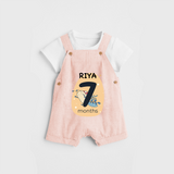 Commemorate your little one's 7th  month with a customized Dungaree Set - PEACH - 0 - 5 Months Old (Chest 17")