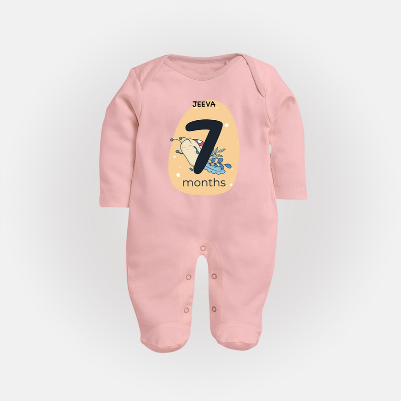 Commemorate This Special Moment With Our Bespoke Baby Sleep Suit, Perfect For 7-Month Celebration - BABY PINK - New Born (Chest 7.5")