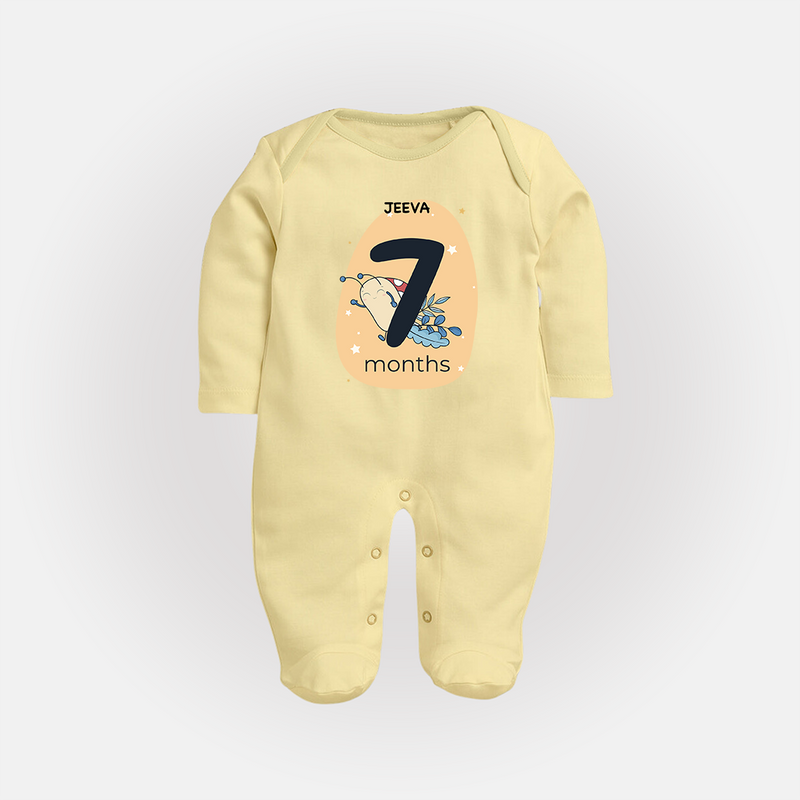 Commemorate This Special Moment With Our Bespoke Baby Sleep Suit, Perfect For 7-Month Celebration - PASTEL YELLOW - New Born (Chest 7.5")