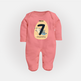 Commemorate This Special Moment With Our Bespoke Baby Sleep Suit, Perfect For 7-Month Celebration - PEACH - New Born (Chest 7.5")