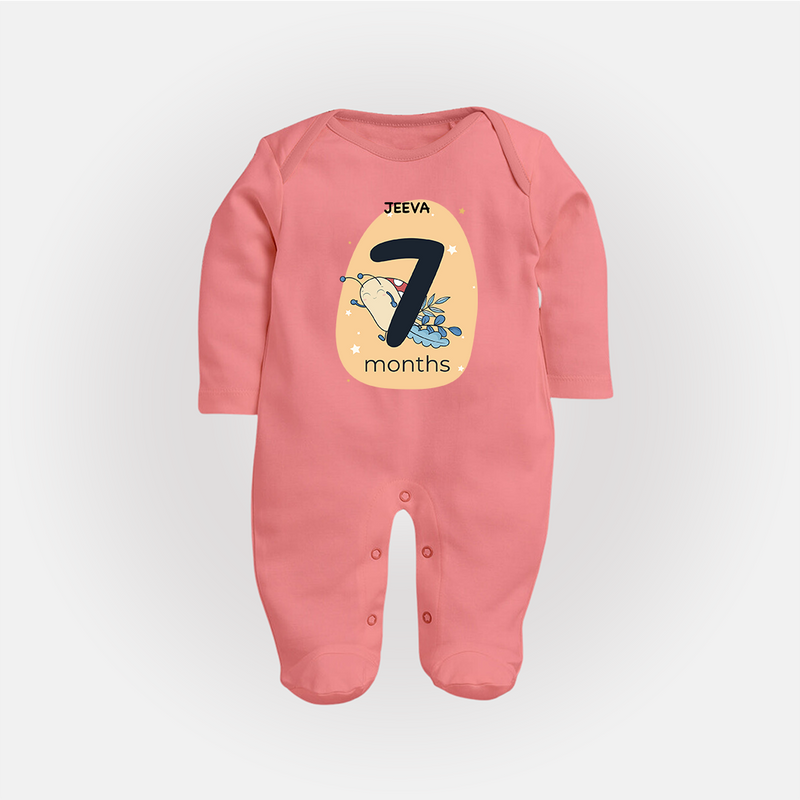 Commemorate This Special Moment With Our Bespoke Baby Sleep Suit, Perfect For 7-Month Celebration - PEACH - New Born (Chest 7.5")