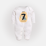 Commemorate This Special Moment With Our Bespoke Baby Sleep Suit, Perfect For 7-Month Celebration - WHITE - New Born (Chest 7.5")