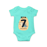 Commemorate your little one's 7th month with a customized romper - ARCTIC BLUE - 0 - 3 Months Old (Chest 16")