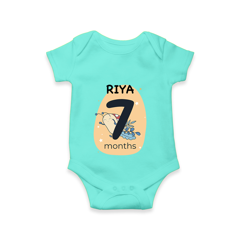 Commemorate your little one's 7th month with a customized romper - ARCTIC BLUE - 0 - 3 Months Old (Chest 16")