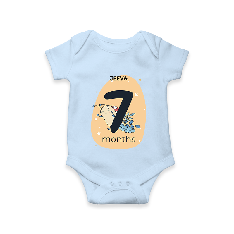 Commemorate This Special Moment With Our Bespoke Baby Romper, Perfect For 7-Month Celebration - BABY BLUE - 0 - 3 Months Old (Chest 16")