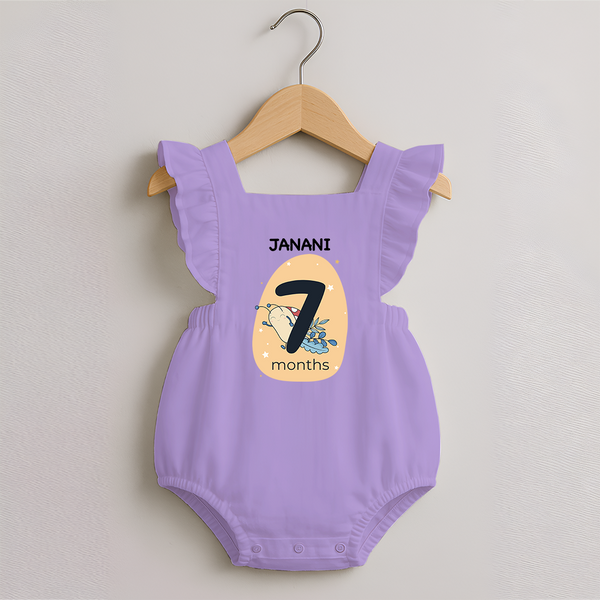 Baby Romper Frock Birthday Outfit - 7th Month | Personalized Romper Frock | Cozy Cotton Fabric - LILAC - 0 - 3 Months Old (Chest 19")
