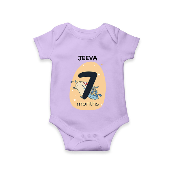 Baby Romper Birthday Outfit - 7th Month | Personalized Bodysuit | Cozy Cotton Fabric - LILAC - New Born (Chest 14")
