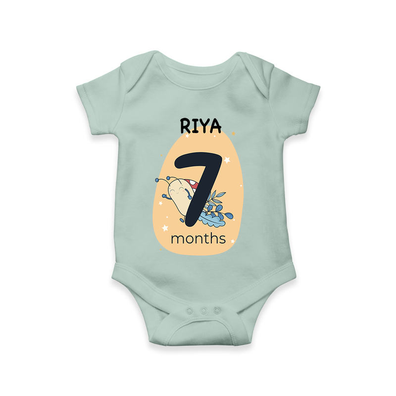 Commemorate your little one's 7th month with a customized romper - MINT GREEN - 0 - 3 Months Old (Chest 16")