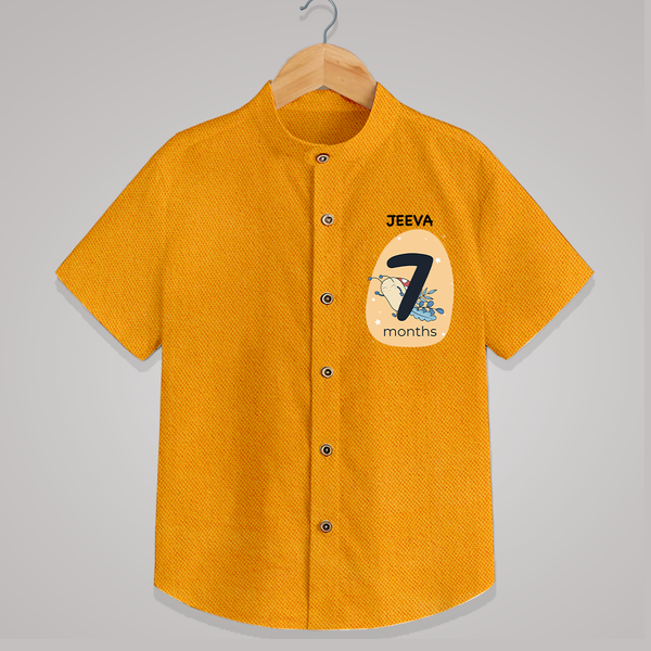 Baby Shirt Birthday Outfit - 7th Month | Personalized Shirt | Cozy Cotton Fabric - CHROME YELLOW - 0 - 6 Months Old (Chest 23")
